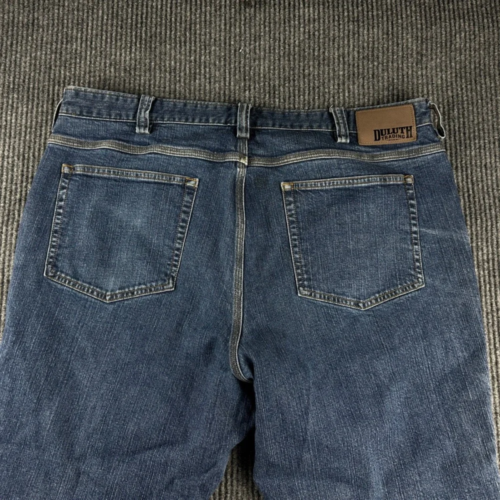 Duluth Trading Co Flex Ballroom Jeans Mens 42x28 Blue Straight Leg Work Denim